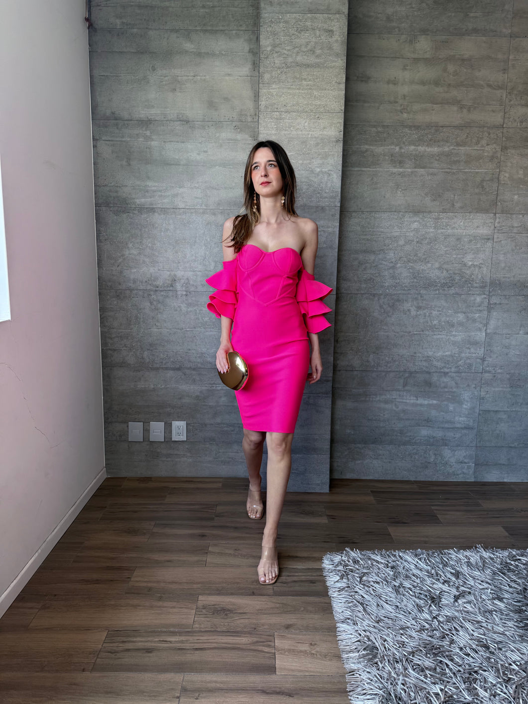 Julia - Vestido rosa corto bandage