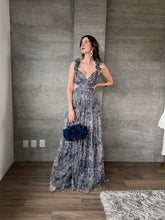 Cargar imagen en el visor de la galería, Ariana - Vestido largo floral azul pizarra multi
