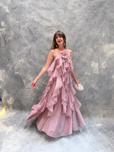 Cargar imagen en el visor de la galería, Rosaleda - Vestido largo de olanes en capas color malva
