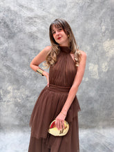 Cargar imagen en el visor de la galería, Barroca - Vestido largo de tul color chocolate
