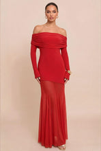 Cargar imagen en el visor de la galería, Zinnia - Vestido largo con mangas rojo
