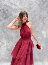 Cargar imagen en el visor de la galería, Barroca - Vestido de tul largo color borgoña
