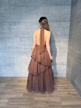 Cargar imagen en el visor de la galería, Barroca - Vestido largo de tul halter chocolate
