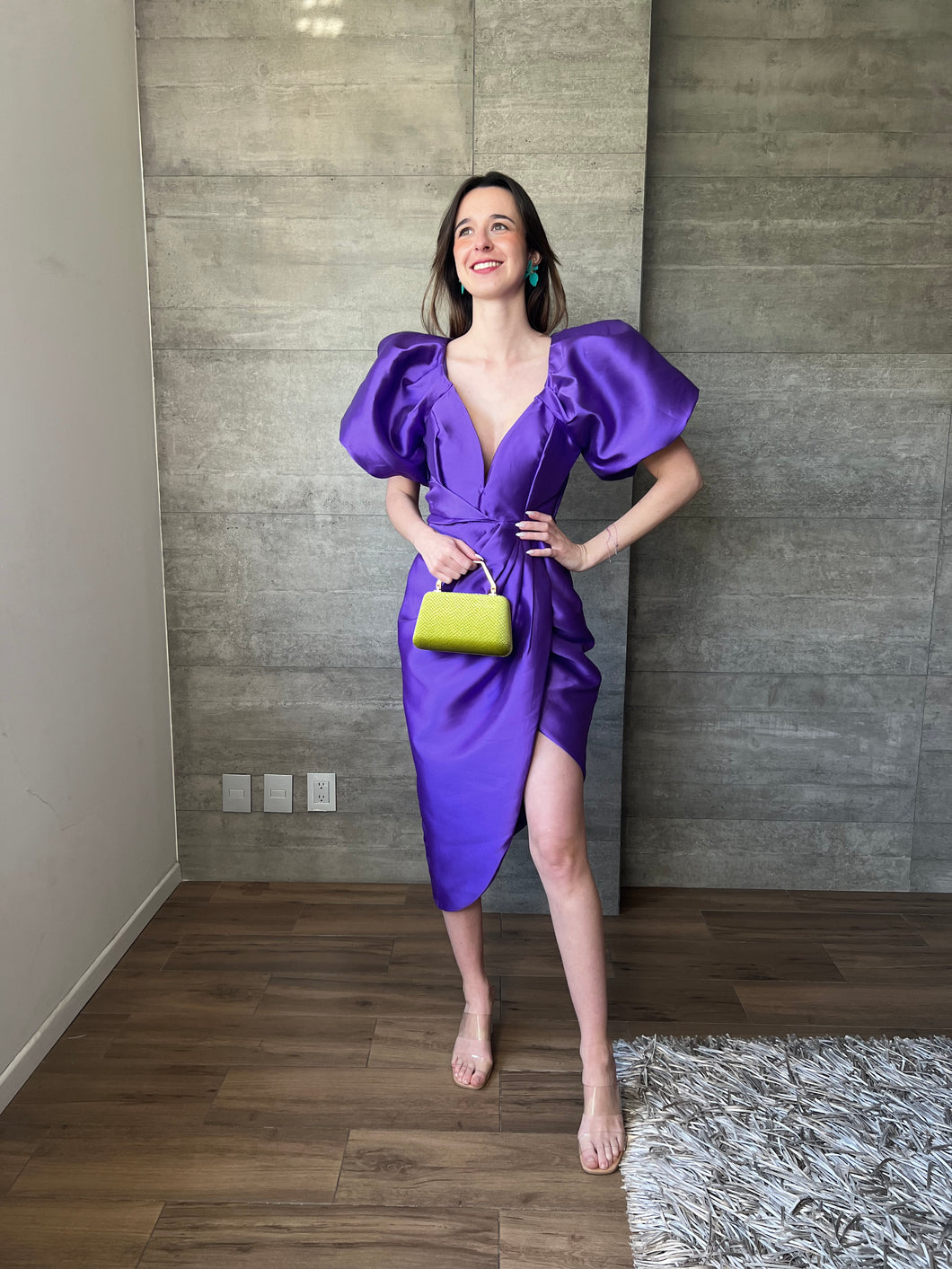 Macarena - Vestido morado midi satinado