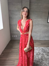 Cargar imagen en el visor de la galería, Carmine - Vestido largo estampado floral rojo
