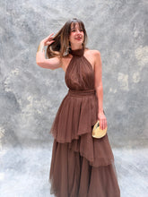 Cargar imagen en el visor de la galería, Barroca - Vestido largo de tul color chocolate
