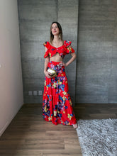 Cargar imagen en el visor de la galería, Lima - Vestido rojo floral dos piezas
