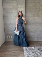 Cargar imagen en el visor de la galería, Barroca  - Vestido largo de tul azul pizarra
