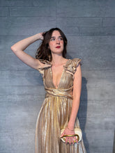 Cargar imagen en el visor de la galería, Celestine - Vestido largo plisado champagne
