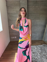 Cargar imagen en el visor de la galería, Amarena - Vestido largo satinado floral
