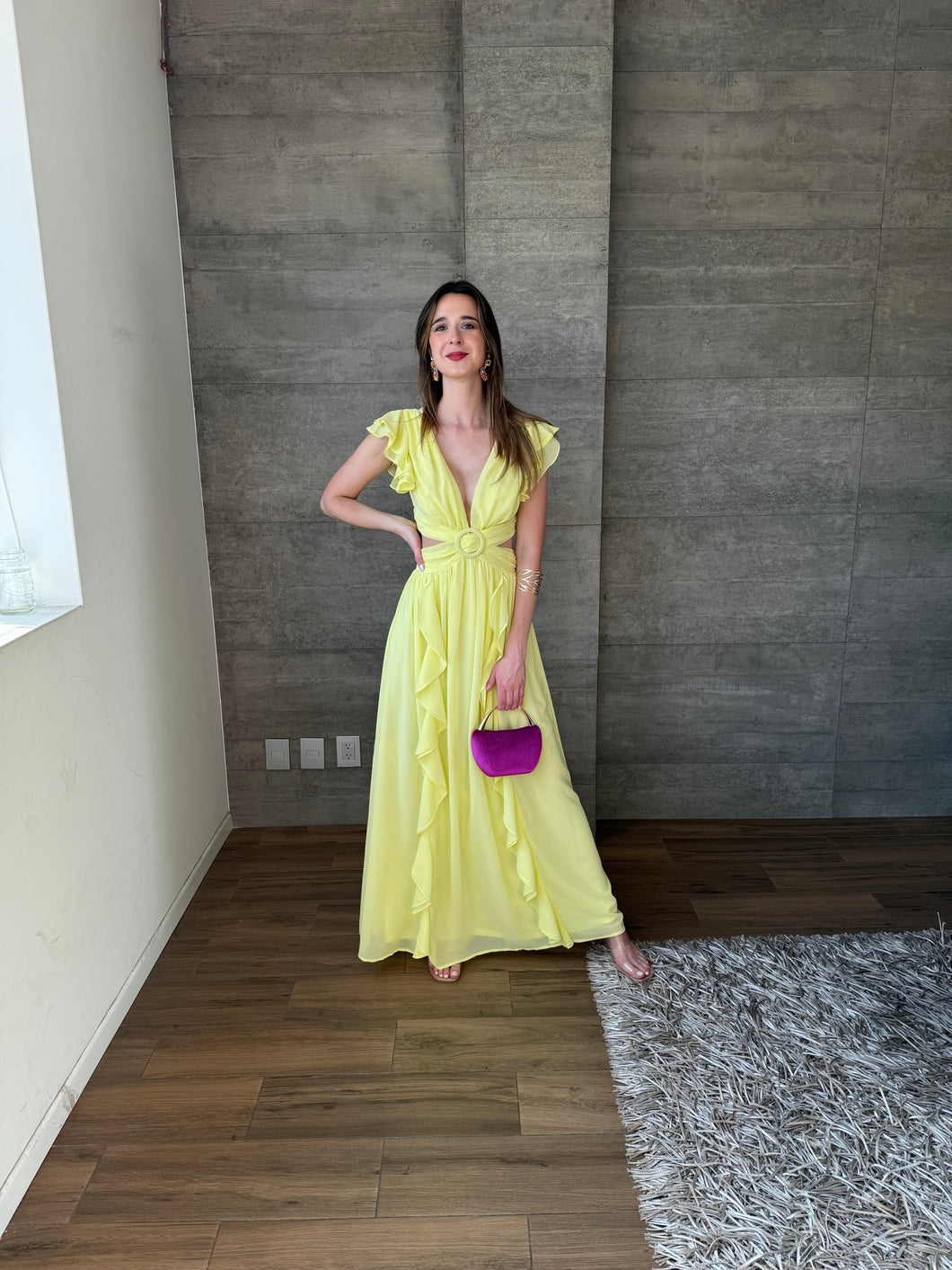 Rosella Amarillo - Vestido largo cutout