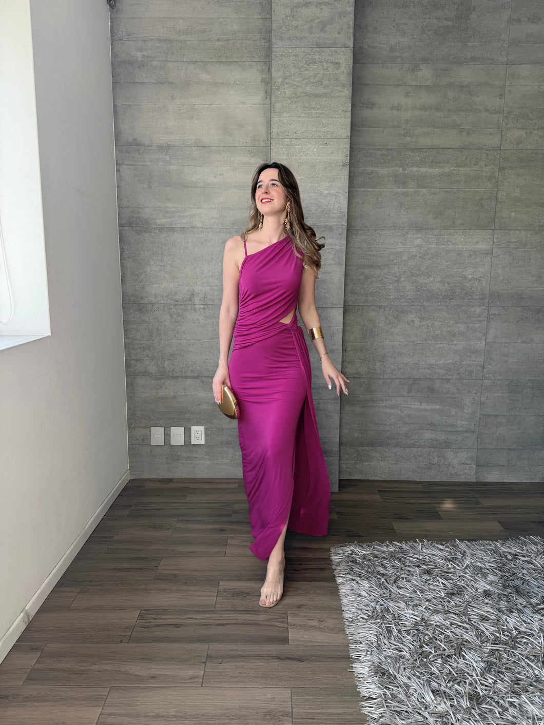 Melina - Vestido largo magenta