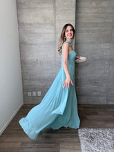 Cargar imagen en el visor de la galería, Peplum - Vestido largo plisado menta
