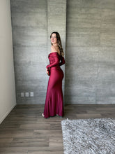 Cargar imagen en el visor de la galería, Colette - Vestido largo con manga color vino
