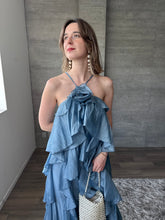 Cargar imagen en el visor de la galería, Hilda - Vestido largo con olanes azul
