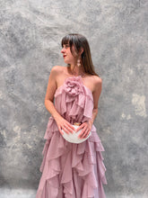 Cargar imagen en el visor de la galería, Rosaleda - Vestido largo de olanes en capas color malva
