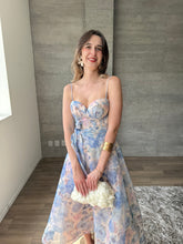 Cargar imagen en el visor de la galería, Ayla - Vestido midi con estampado floral azul
