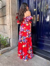 Cargar imagen en el visor de la galería, Lima - Vestido rojo floral dos piezas
